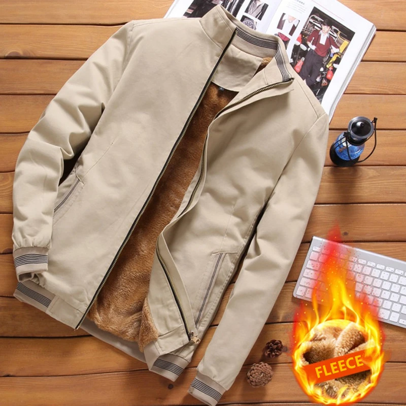 Fleece Jacket Mens Plus Size Casual Bomber Outerwear for Clothing Brand