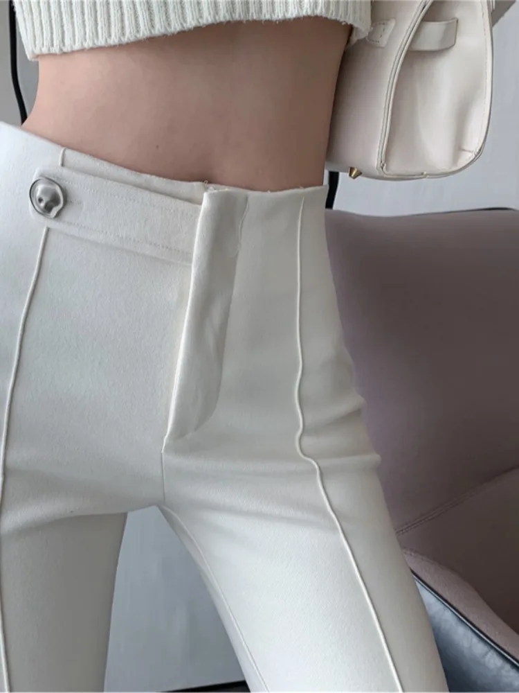 White Micro Flared High Waist Wide Leg Suit Pants For Women's Summer White Black Design Casual Pants High Waist
