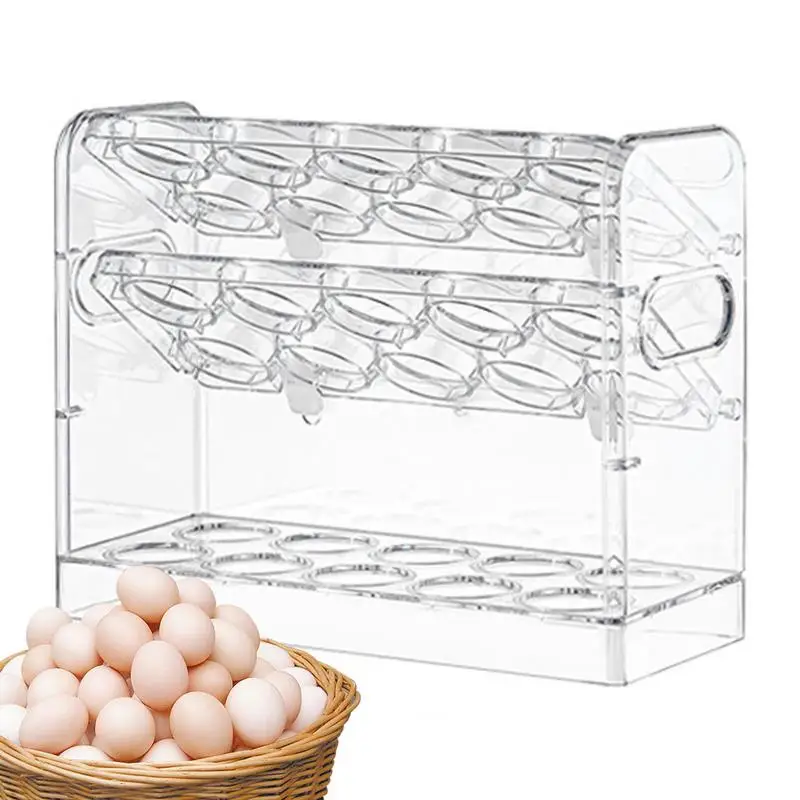 

Egg Tray For Fridge 30 Grid Rotatable Egg Dispenser Box With 3 Layers Kitchen Storage And Organization Refrigerator Door Egg