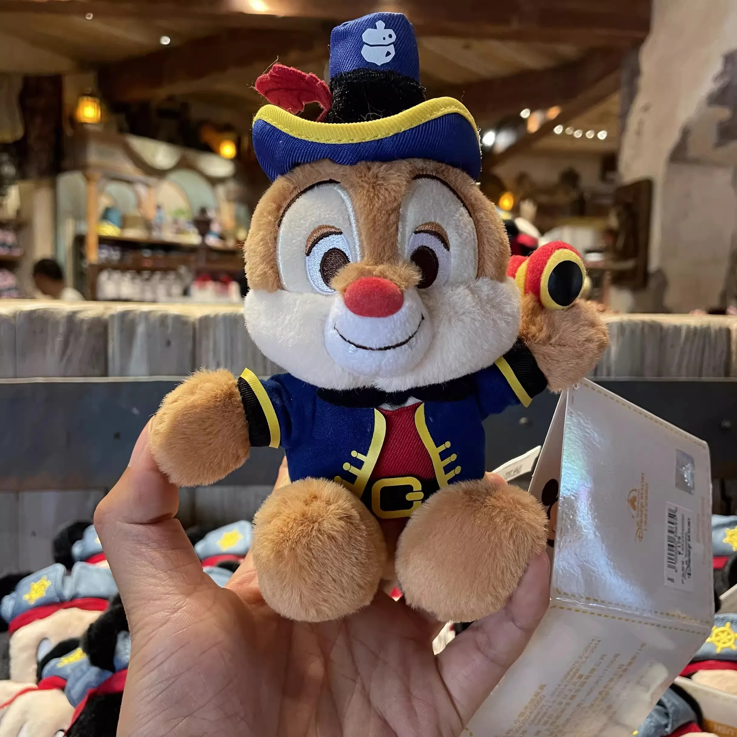 Muñeco de peluche original de Disney para hombro, Mickey, Chip y Dale, mini bebé