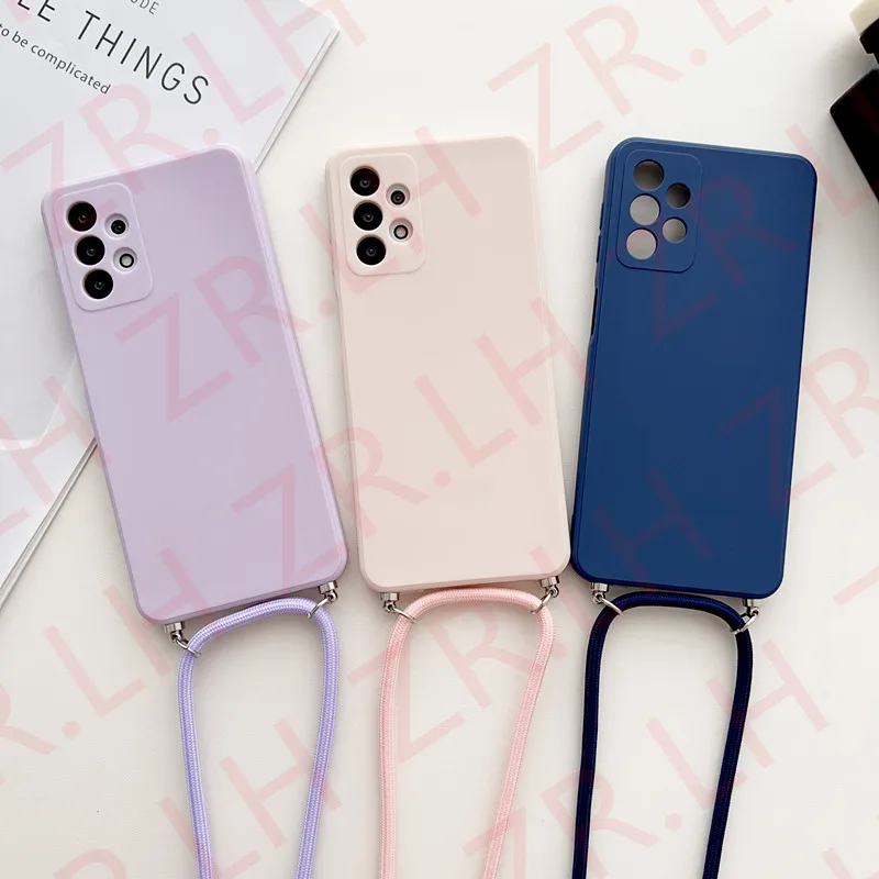 

Crossbody Lanyard Phone Case For Samsung S23 S22 S21 Ultra A54 A53 A52 A51 A34 A33 A13 A14 TPU Silicone Neck Strap Cases Cover