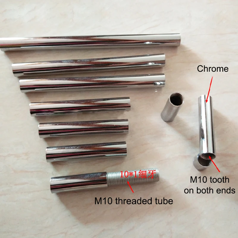 LED Lamp Accessories M10 Chrome Plated Tube Hollow Straight Connecting Rod