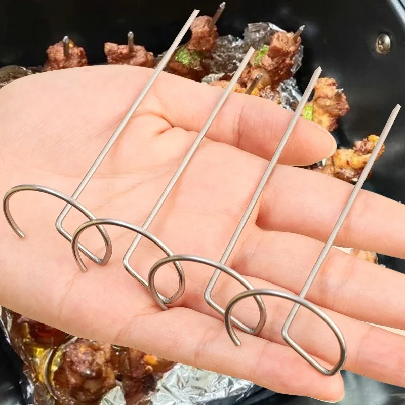 20/10PCS Stainless Steel Barbecue Skewer Food Grade BBQ Skewers Air Fryer Oven Vertical Grill Outdoor Camping Picnic Tools