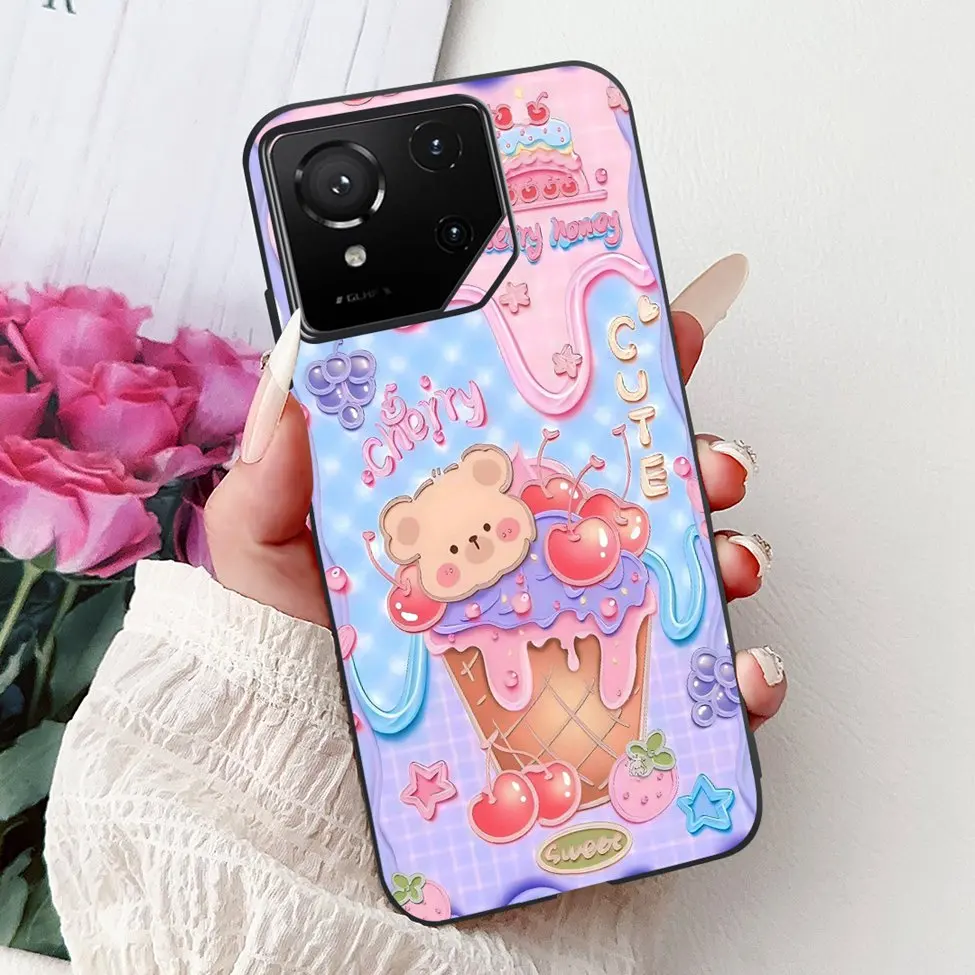 Luxury Cute Cat Silicone Shockproof Bumper Back Cover - Stylish Painted Design