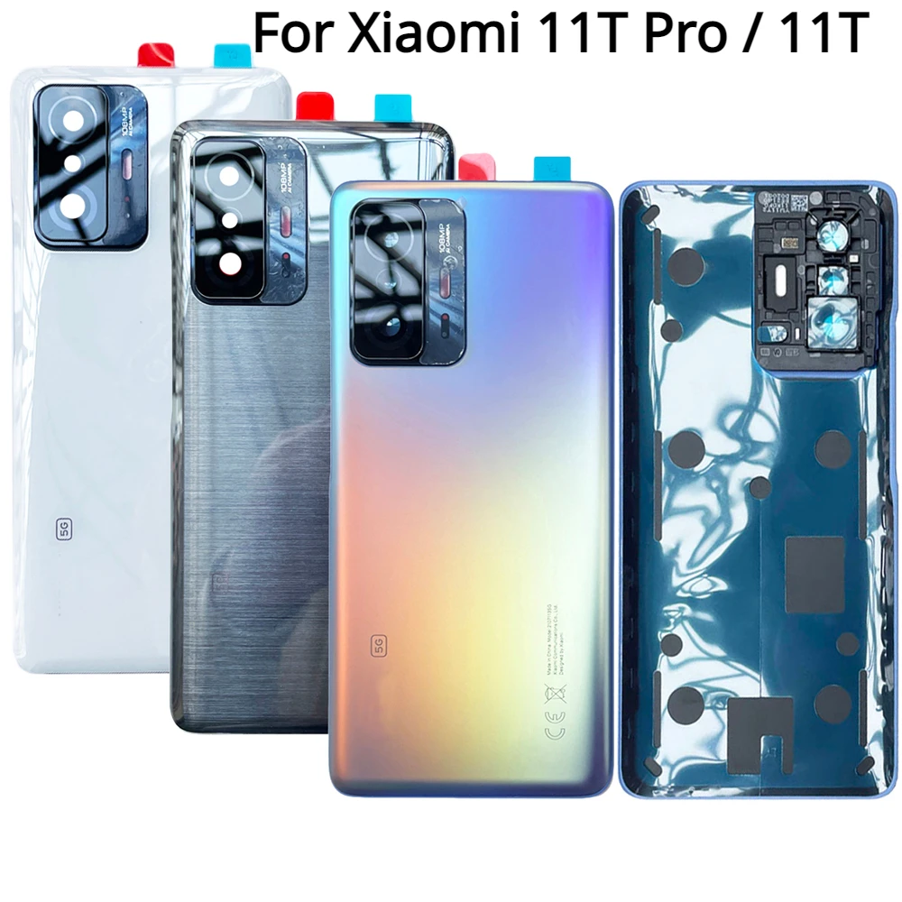 

New Original For Xiaomi 11T Pro 5G / 11T 5G Back Glass Cover Replacement Rear Housing Battery Cover With Camera Lens