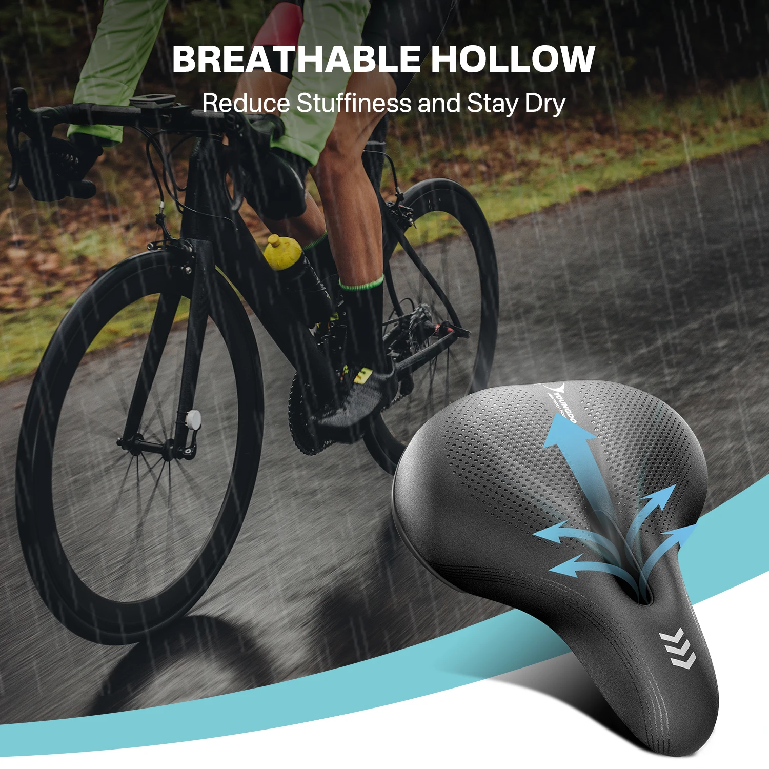YOUNGDO Bike Seat Saddle Cover Comfort Waterproof Breathable Cycling Bicycle Cushion for Mountain Road MTB City Bike Outdoor