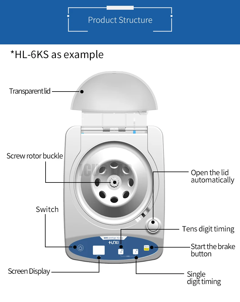Low Speed Laboratory Medicial Beauty PCR Plate Micro Mini Centrifuge Machine with 0.2ml 0.5ml 1.5ml 2.0ml Angle Rotor HL-4K
