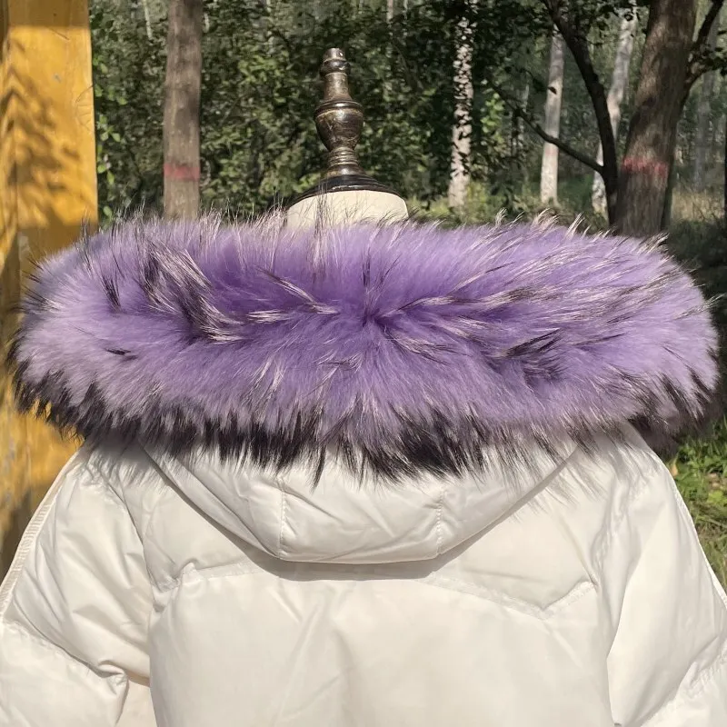 Women Natural Raccoon Fur Collar Neck Keep Warm Red Scarf Winter Coat Luxury Fox Scarves Decorate Fashion Designer Scarfs Female 3