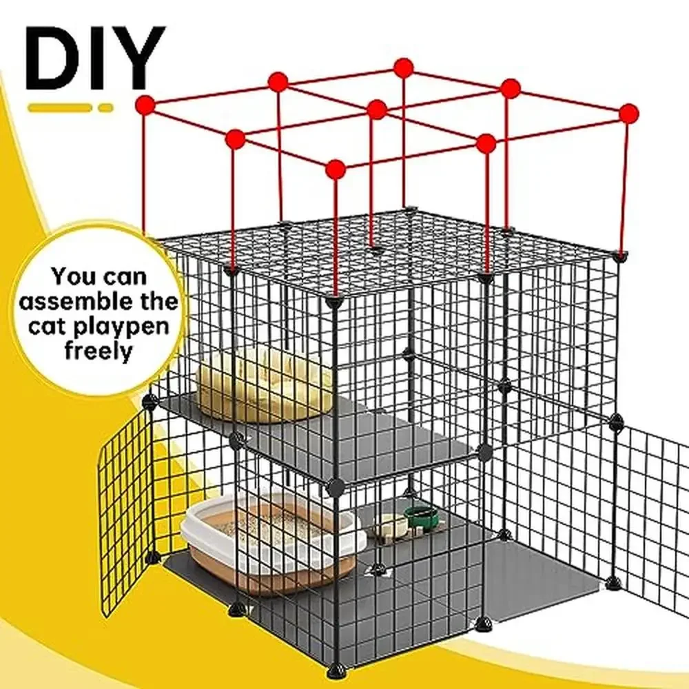 3-Tier Cat Cage Playpen DIY Enclosure Metal Wire Kennels 2Lx2Wx3H Crate Large Exercise Place Ideal Cats Kittens Vertical Space cat cage