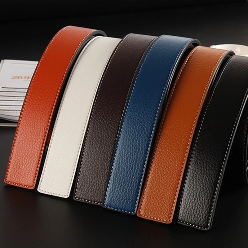 

Pu Leather Width 3.8cm Headless Men Belt Smooth Buckle Youth Fashion Belt with No Head Business Leisure Belt
