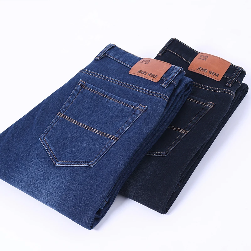 Big Plus Size Men Warm Jeans 2023 Winter New Fashion Casual High Quality Fleece Elastic Straight Thick Trousers Jeans Male Brand 3