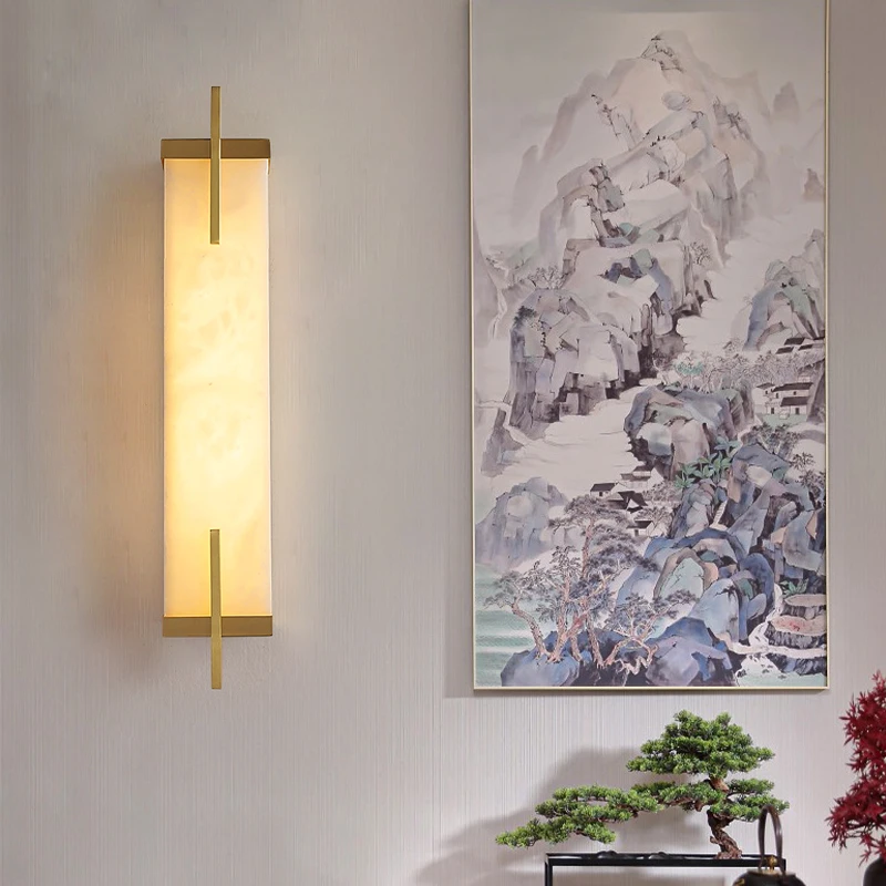 

TEMAR Brass Wall Light LED Modern Luxury Marble Sconces Fixture Indoor Decor for Home Bedroom Living Room Corridor