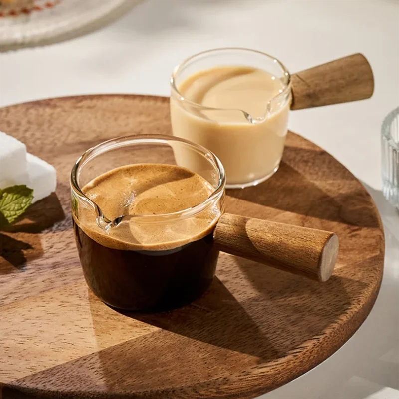 75ml Heat-resisting Glass Espresso Measuring Cup Double/Single Mouth Glass Milk Jug With Handle Glass Scale Measure Mugs