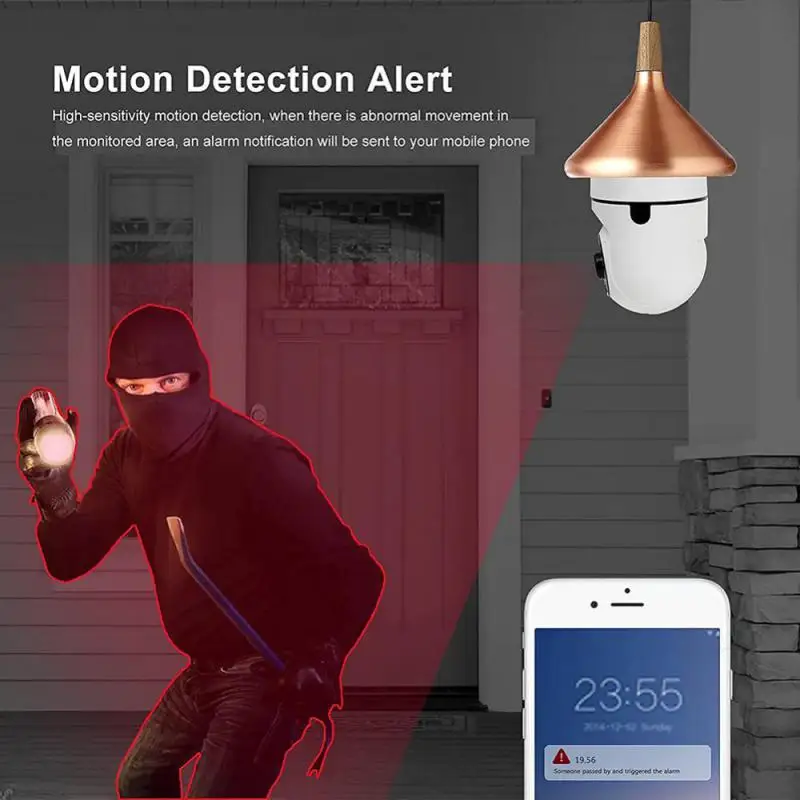 カスタマイズ可能なe27監視カメラ,LED電球ソケット,360 °, 2.4g,wifi