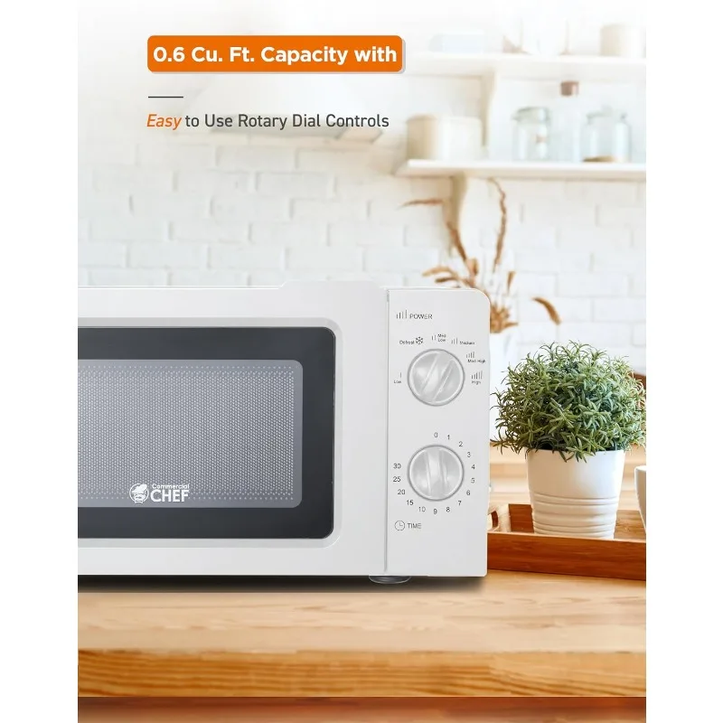 0.6 cubic foot microwave oven, 6 power settings, small microwave oven with handle, 700W countertop microwave oven 6