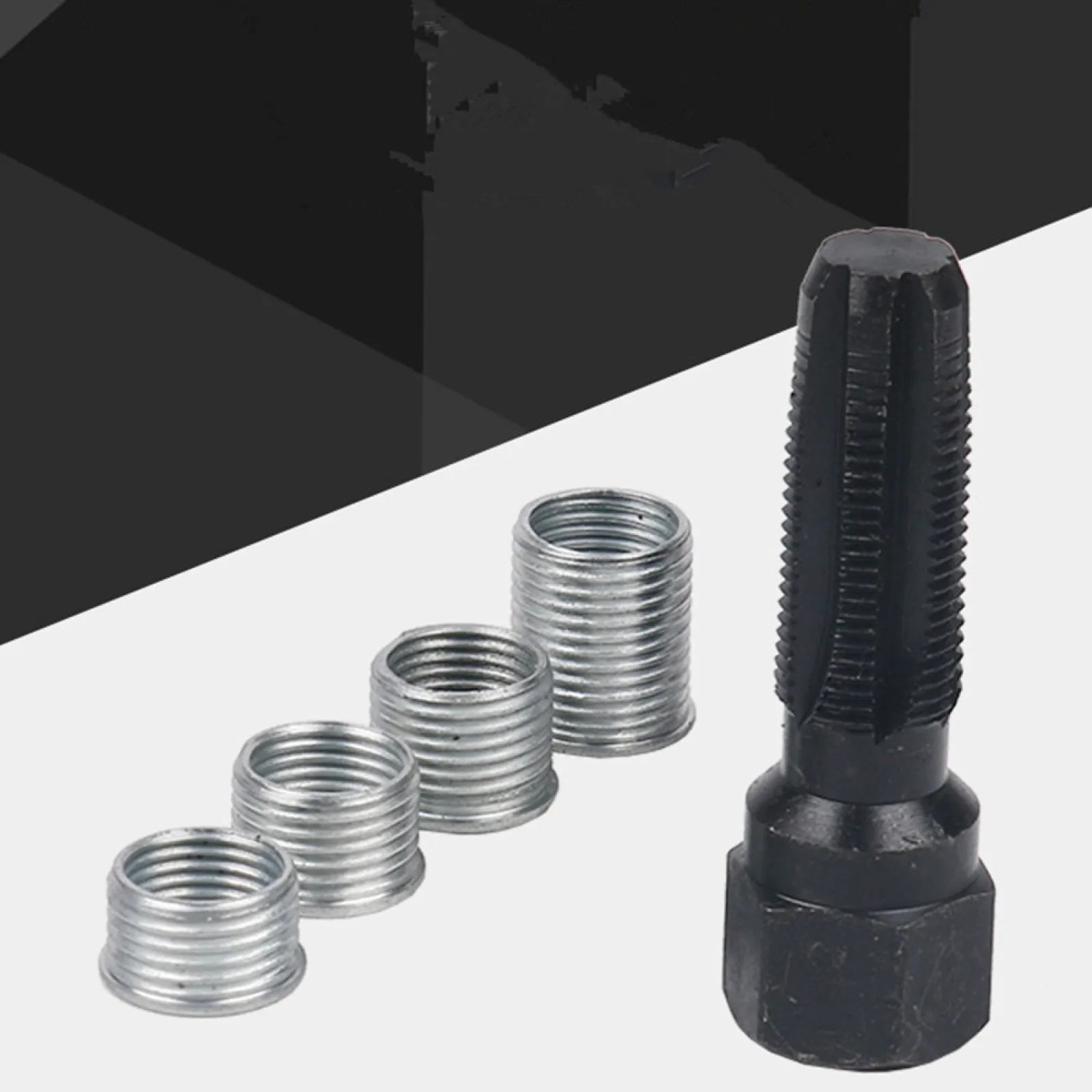 

14mm Spark Plug Rethread Rethreader Repair Tool Reamer Tap Inserts Kit Professional Thread Repair Tool Kit Spark-plug Hole Black