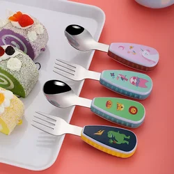 Cartoon Tableware Set Food Training Spoon Dessert Spoon for Children Feeding Spoon Fork Baby Gadgets Children's Cutlery for Kids