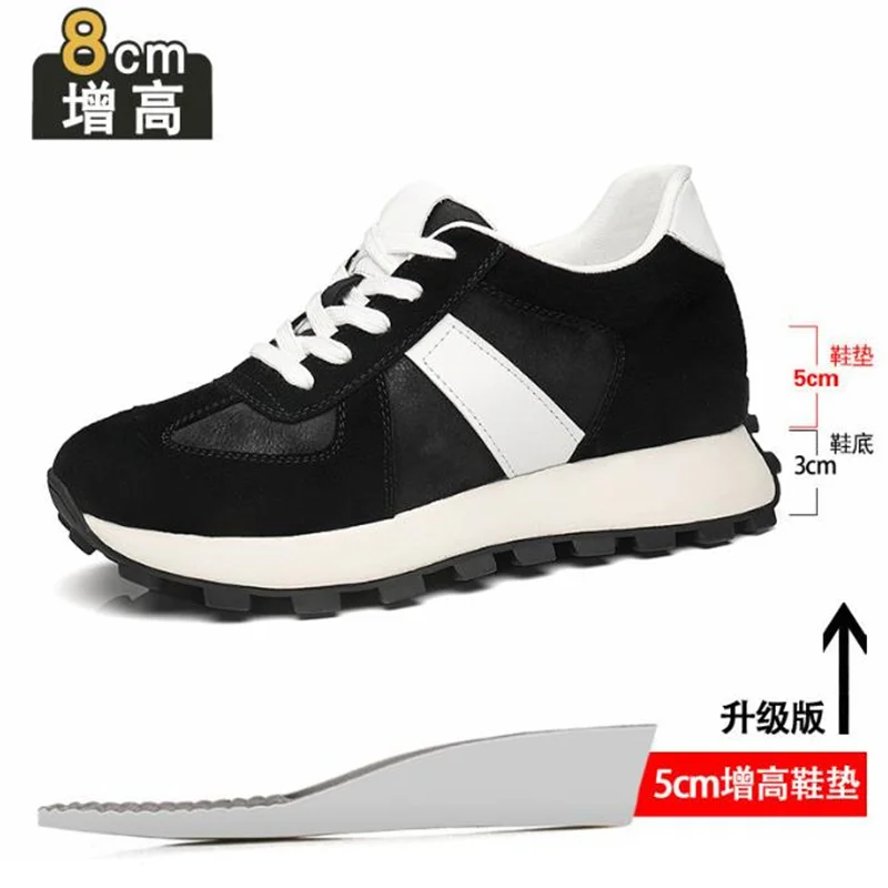 3cm 6cm 8cm 남성 캐주얼 스니커즈 남성 소가죽 스웨이드 키높이 운동화 남성용 키높이 스포츠화 37-44