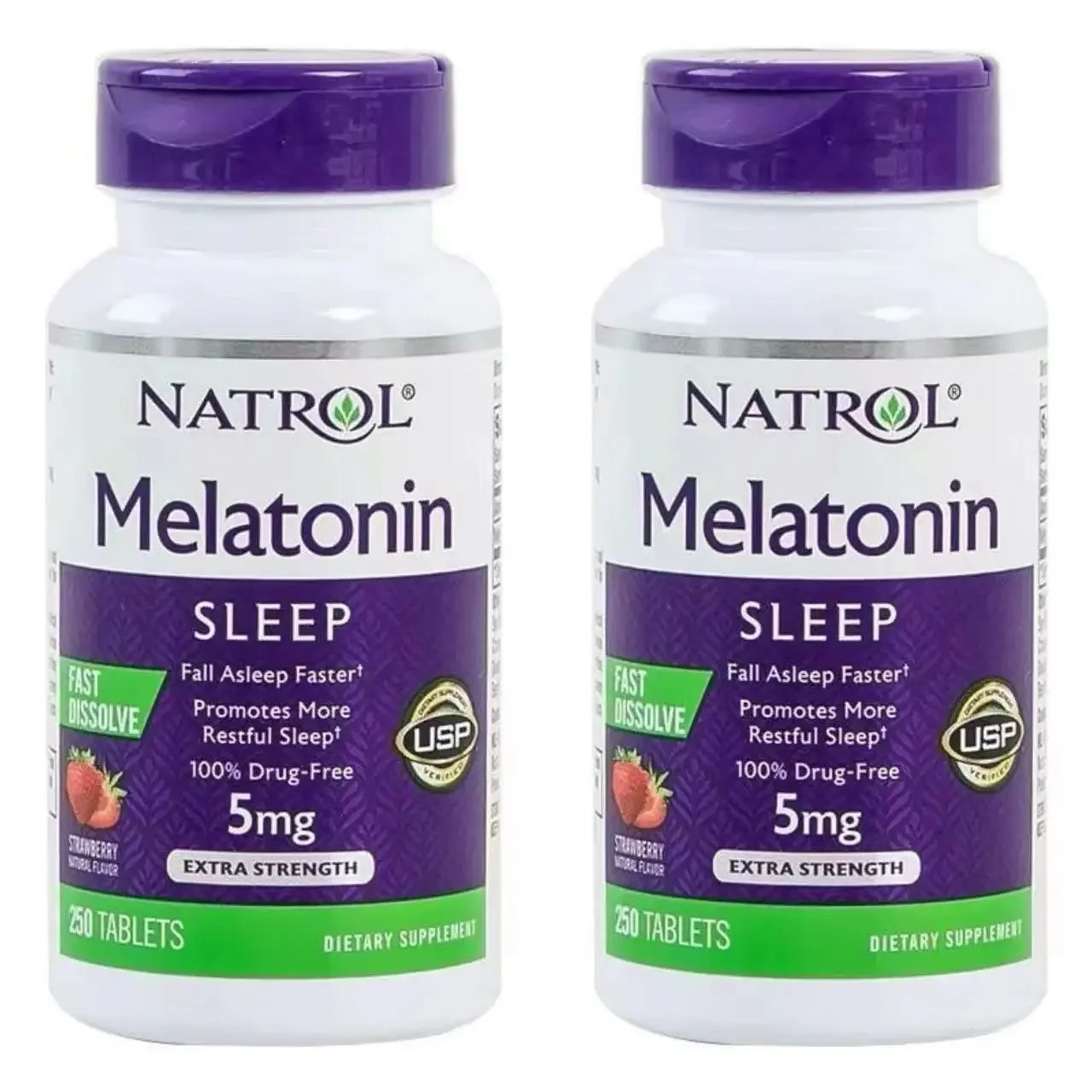 Natrol Melatonin 5mg Pineal Sleep Aid Tablets Strawberry Flavour 250 Capsules