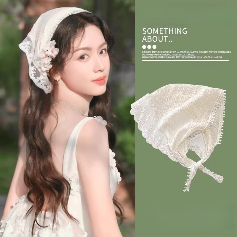 Lace Triangular Hair Scarf Headband Square Headscarf Hairband Turban Bandage Bandana Headband Women Headwarp Hair Accessories
