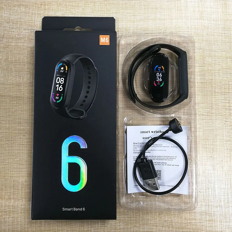 M6 Smart Bracelet Color Screen Sport Bracelet Pedometer Bluetooth Reminder and Heart Rate Blood Pressure Smart Watch for Fitness 