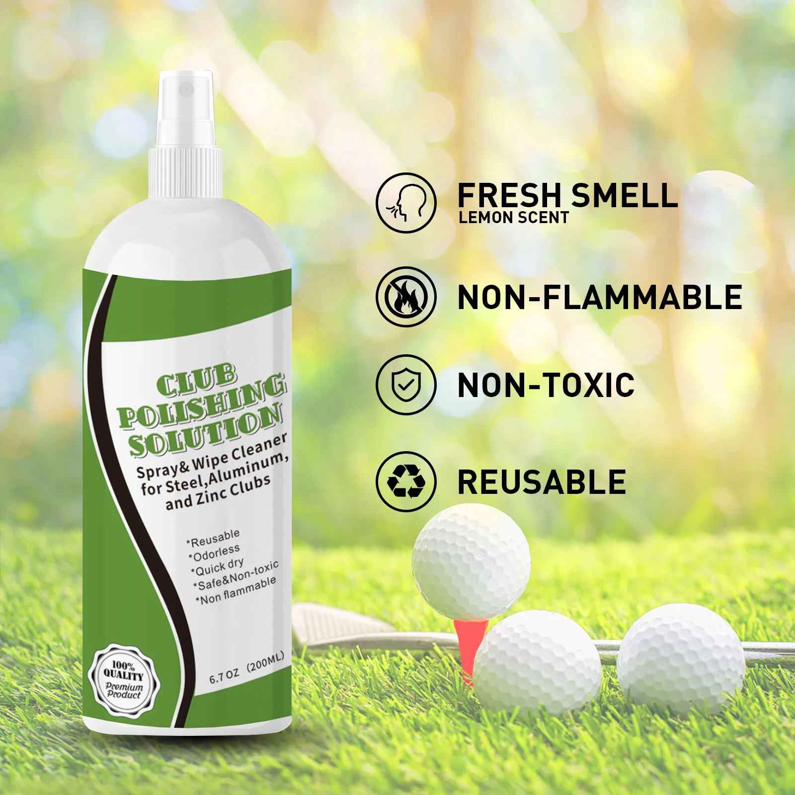 Golf Club Polishing Solution for Wood Iron Clubs Cleaning 6.7 oz Remove Scratches Scuffs Restore Shine 4
