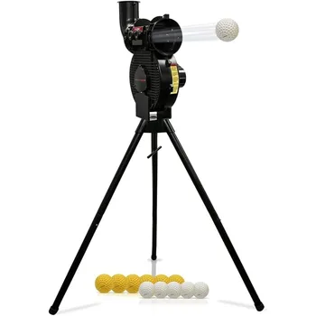 Launch F-lite Softball & Baseball Pitching Machine, Dimpled Practice Balls, Bucket of Baseballs, Coaching Bucket Bundle 1