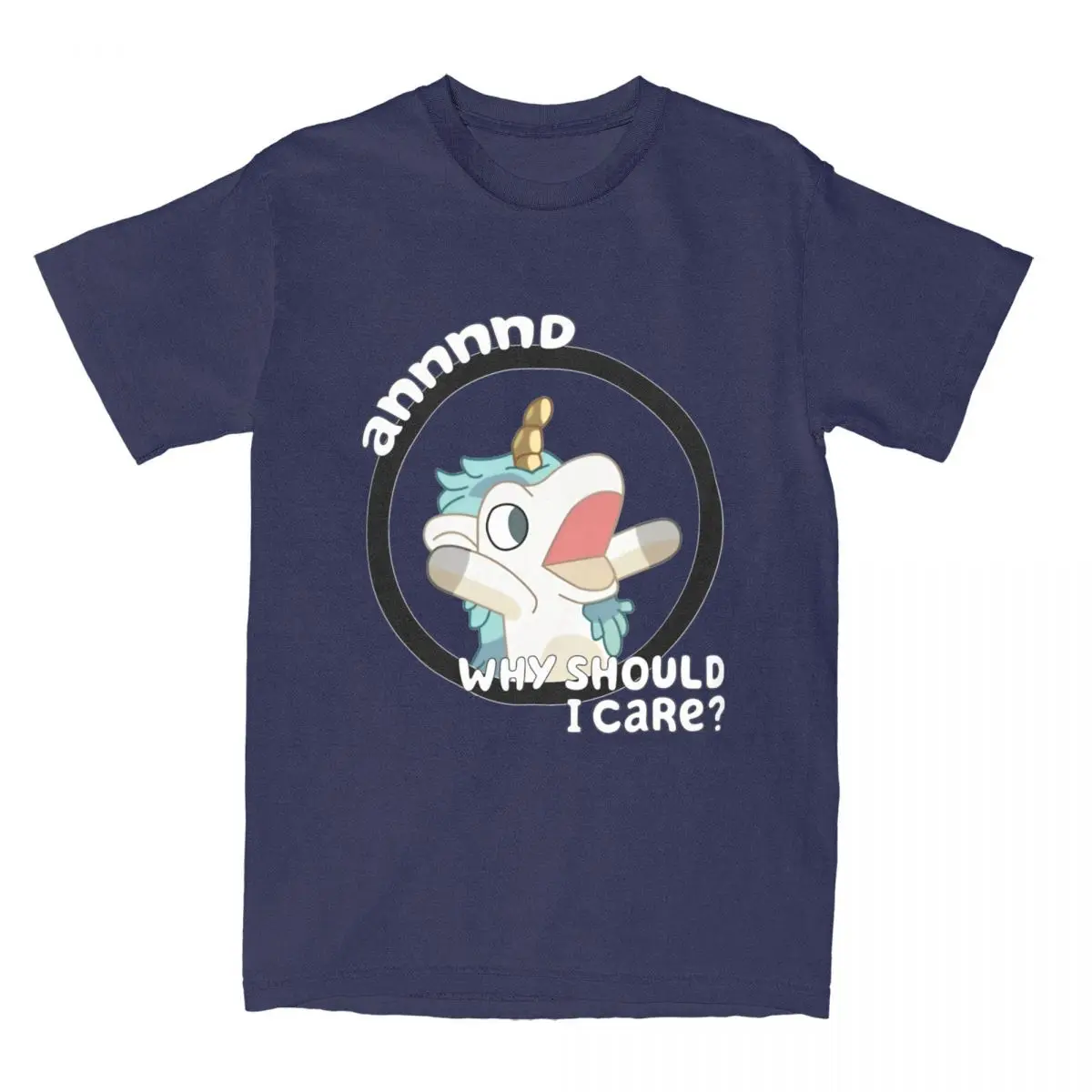 Whimsical Blue Unicorn Graphic Cotton T-Shirt - Casual Beach Novelty Short Sleeve Tee