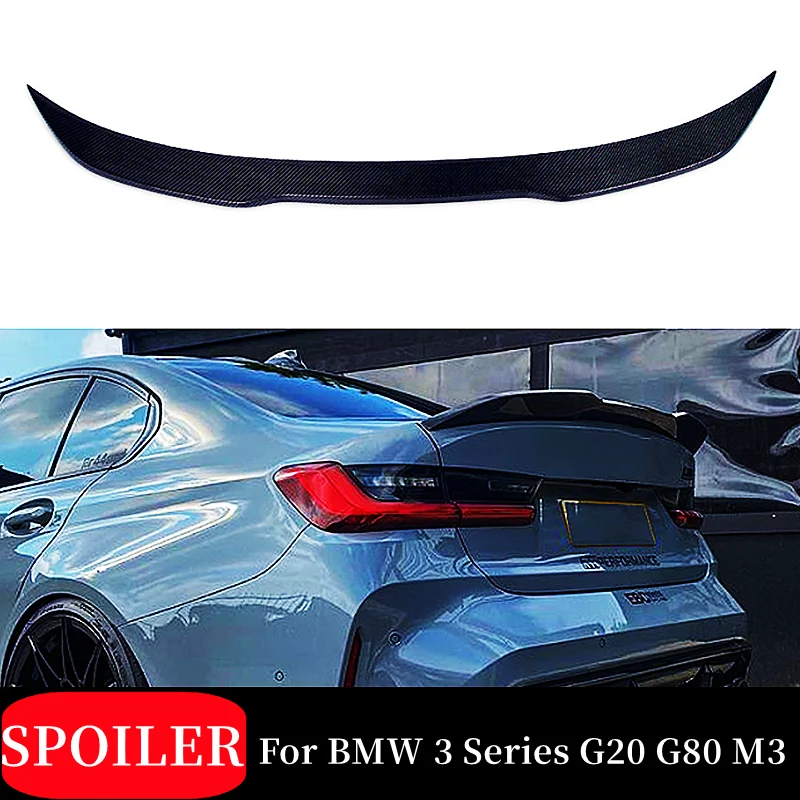 

CS Style Car Real Carbon Fibe Rear Roof Trunk Lid Spoiler Wings For BMW G20 G80 M3 330i 2019 20 21 22 Tuning Accessories Parts