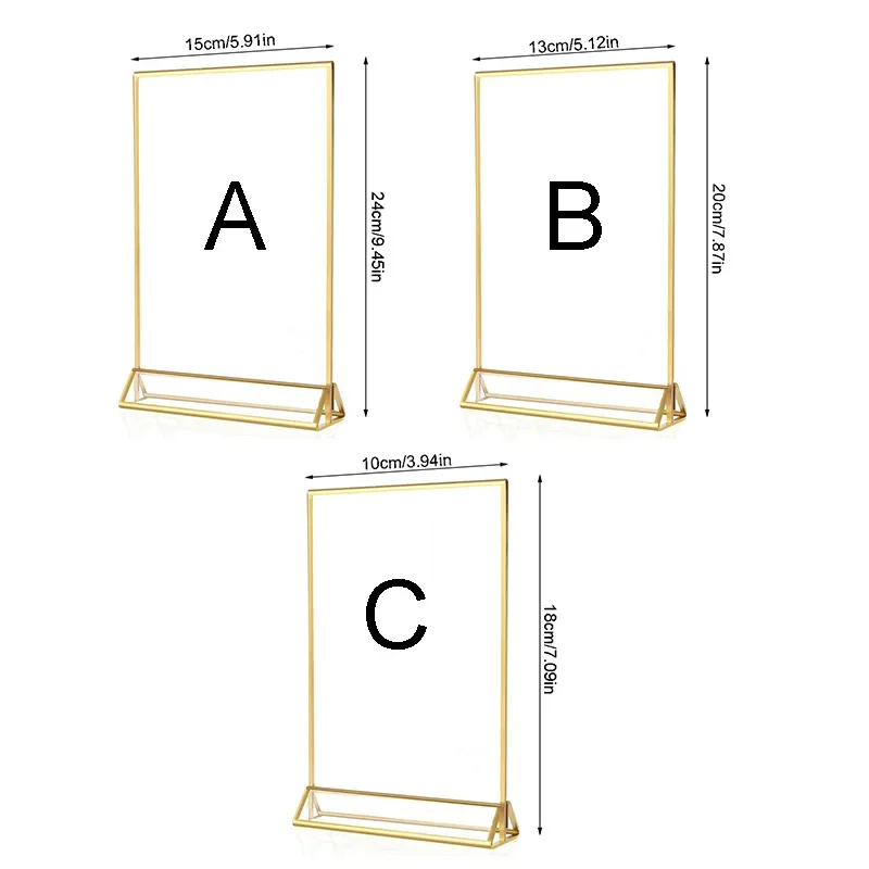 Acrylic Wedding Table Number Holder Stand with Gold Borders Picture Frames Sign Holder for Table Menu Recipe Cards Photo Display acrylic sign holders wedding table numbers