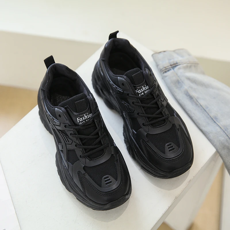 

Новейшие женские туфли Pmwrun на толстой подошве, весна, лето и осень, дышащая сетчатая модная универсальная повседневная спортивная обувь
