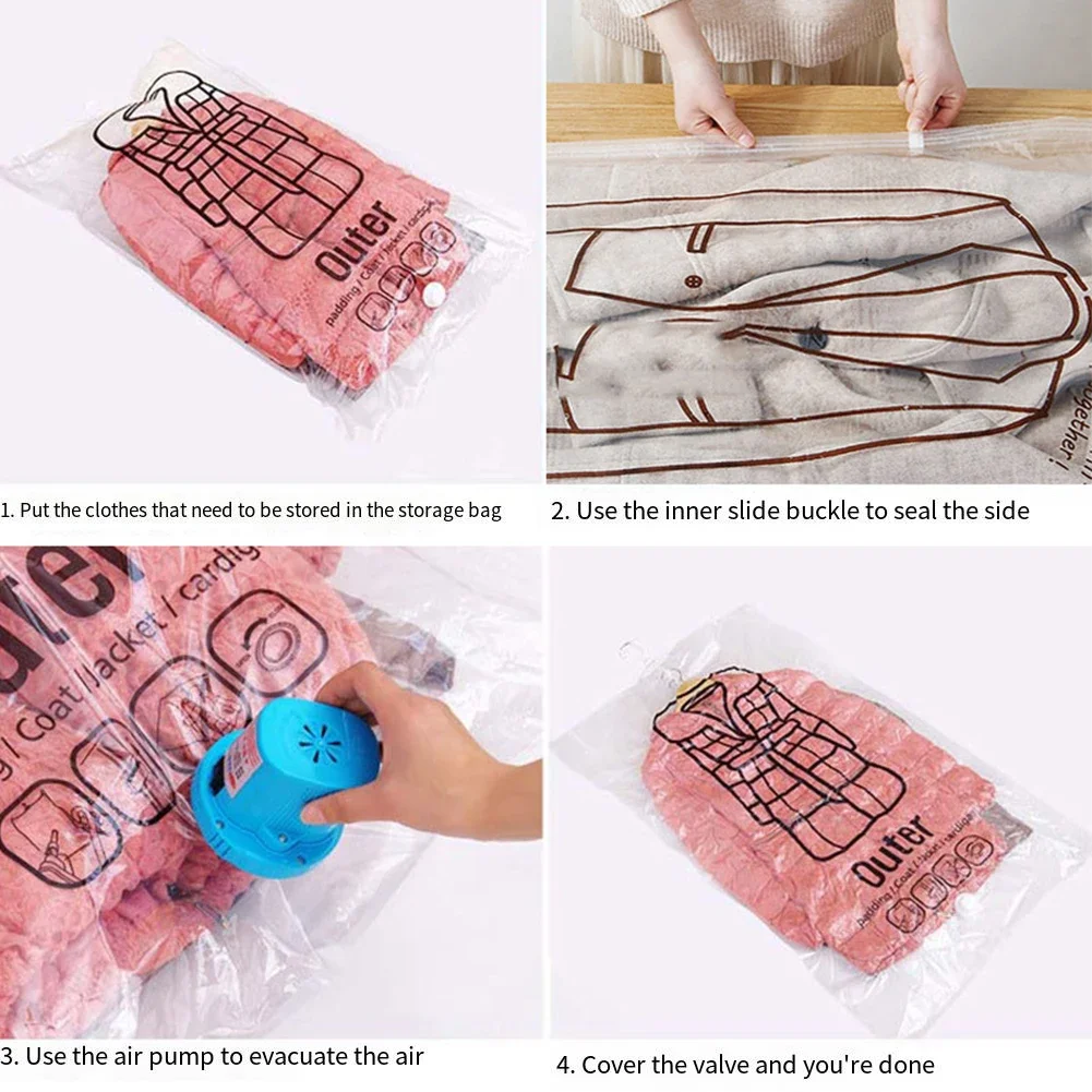 Hang Transparent Vacuum Bag Storage for Clothes Down Jacket Overcoat Compression Home Organizer Wardrobe Dustproof Coat Air Pump vacuum storage bags