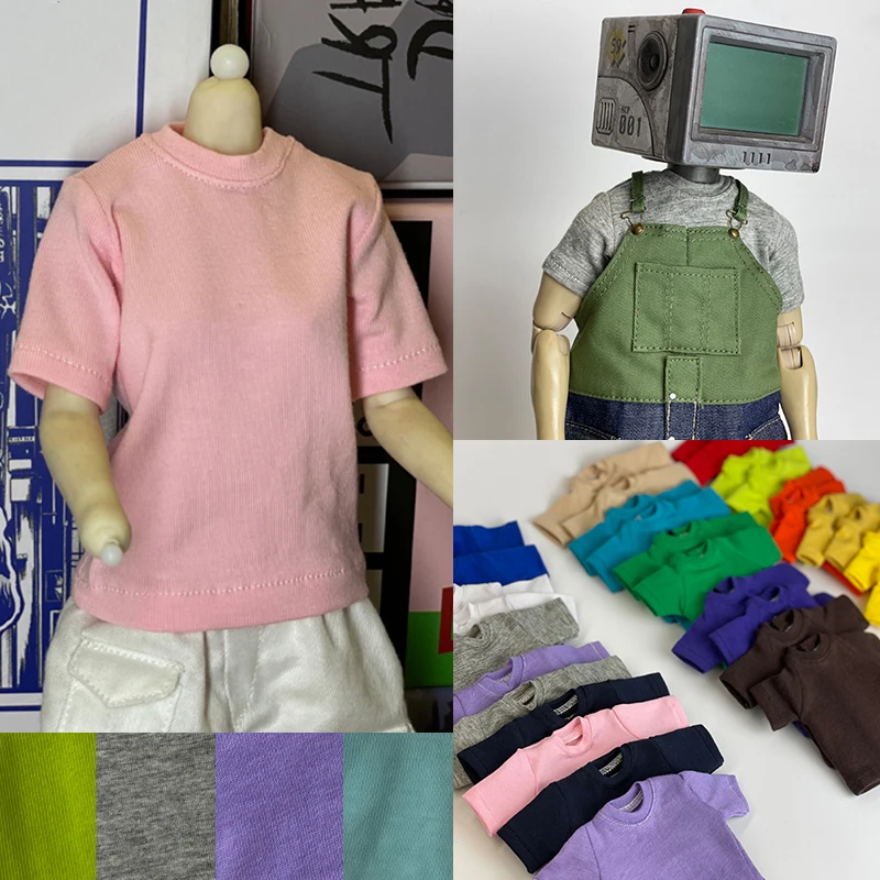 

1/6 Scale Man Woman Soldier Big/Normal Size Solid T-Shirt Short Sleeves Top Clothes Model for 12" 3A TBL PH Action Figure Body