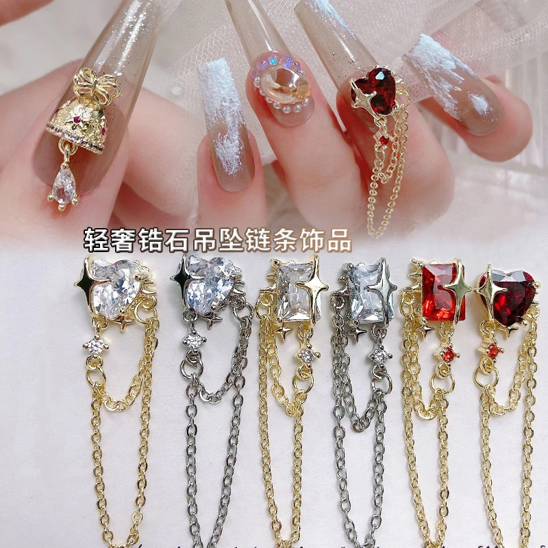 

5Pcs new 3D luxury Heart-shaped Zircon nail Charm Star Pendant Rhinestone Pendant Kawaii Jewelry nail decoration supplies