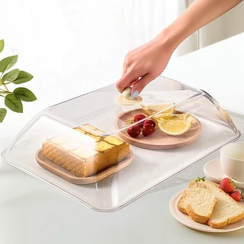 WORTHBUY Reusable Plastic Food Cover Clear Dustproof&Insect Food Fresh-keeping Cover Protective Lid Kitchen Storage Accessories 1