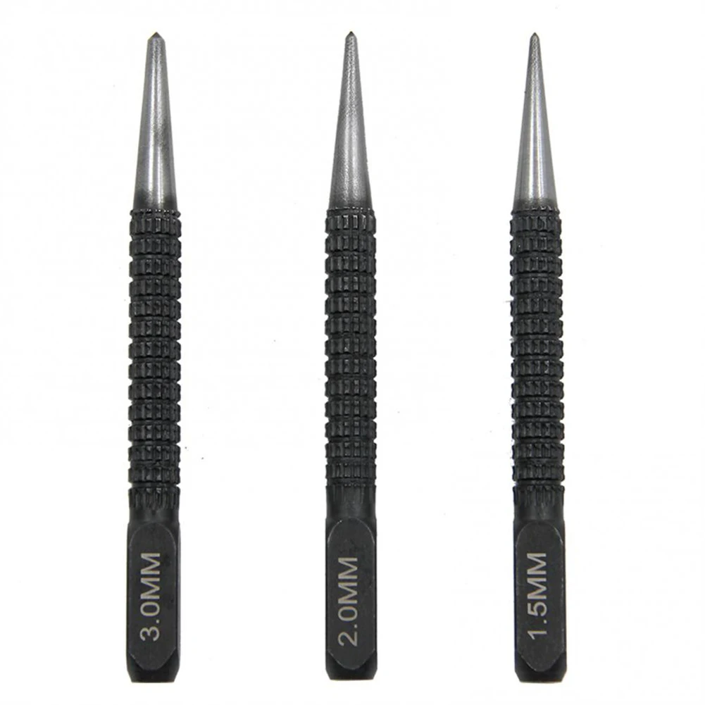 

3Pcs Center Punching Tools 1.5mm/2mm/3mm Alloy Steel Positioning Drilling Pointer For Plastic Metal Wood Marking Manual Tools