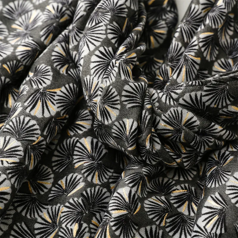 Mode Winter Polka Ginkgo Floral Fringe Viskose Schals Schal Dame Hohe Qualität Druck Weiche Pashmina Stola Moslemisches Hijab 180*90 cm – Detail 17