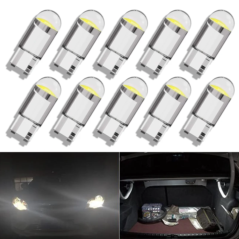 Ampoule LED de Signalisation de Voiture, COB T10 W5W 5W5 12V 7500K, Blanc,  NikAuto, avant, Lecture, Porte, Cartes, Coffre, Planner, Plaque, Lampes, 10  Pièces - AliExpress