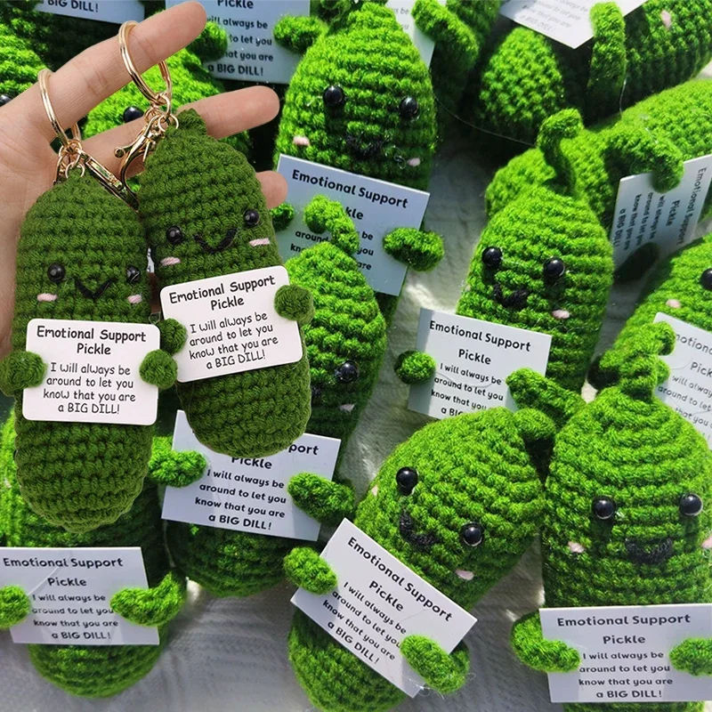 Handmade Positive Energy Potato Keychain Couple Funny Card Knitting Inspired Toy Key Rings Creative Crochet Dolls Bag Pendants