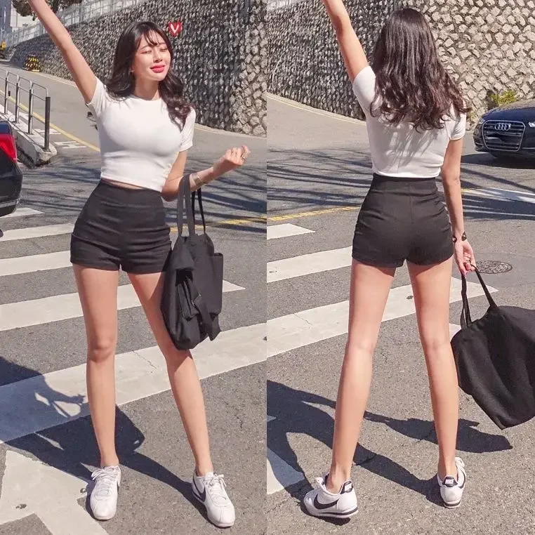 XS-4XL Streetwear Black Shorts Women Elegant High Waist White A Line Wide Leg Suit Short Sexy Club Slim Hot Short Pants New