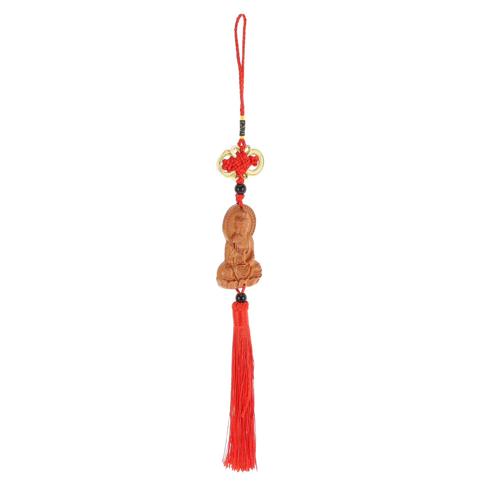 

Wooden Carving Guanyin Sculpture Car Pendant Statue Craft Buddha Statue Decor