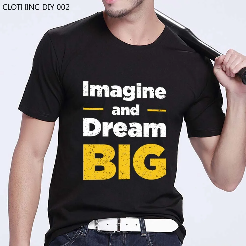 

Men's Classic Slim T-shirt Inspirational Phrases Printing Series Casual O-neck Youth Youth Comfortable All-match Basic Black Top