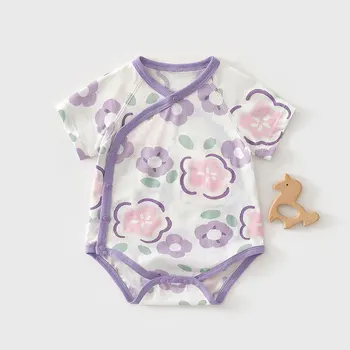 AYNIGIELL ثوب فضفاض صيفي للأطفال حديثي الولادة 100% قطن جسم الرضع بأكمام قصيرة بدلة أطفال كرتونية ملابس رومبير للأطفال الأولاد والبنات 4