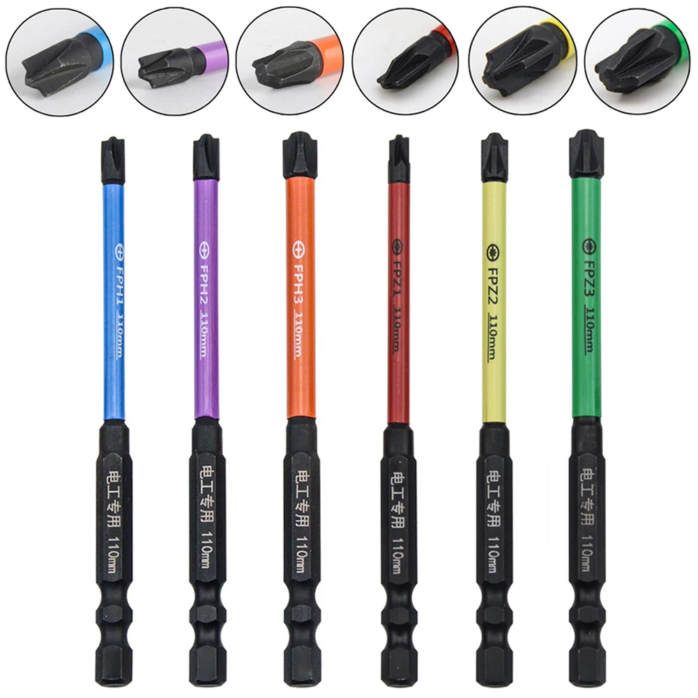 

6pcs 110mm Special Cross Screwdriver Bit Drill Nut Driver Bits FPH1 FPH2 FPH3 FPZ1 FPZ2 FPZ3 For Power Drilling Tools