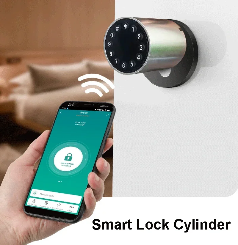 Euro Profile Lock Body Compatible Electronic Cylinder Tuya Unlock Installation Keyless Fingerprint Smart Password lock fingerprint cylinder lock,smart cylinder lock,electronic lock,smart lock,password lock