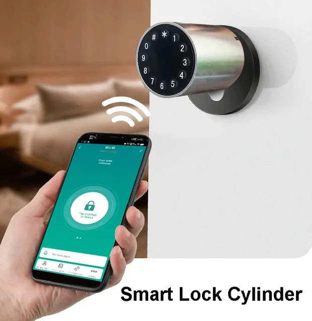Euro Profile Lock Body Compatible Electronic Cylinder Tuya Unlock Installation Keyless Tuya Fingerprint Smart Password  lock 4