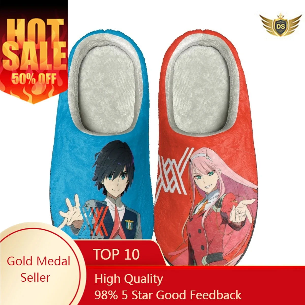 Winter Warm Cozy Cotton Slippers DARLING In The FRANXX Zero Two Indoor Casual Footwear Dropshipping Non-Slip Couple Home Shoes