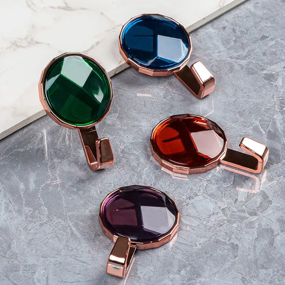 

Light Luxury Gemstone Hooks Non Punching Strong Load-bearing Hanging Door Clothes Wall Seamless Bathroom Rear U3D5