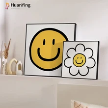 

Modern Yellow smiling Face Canvas Painting smile flower Nordic Posters and Prints Fashion Kids Room Wall Art Picture Wall Decor