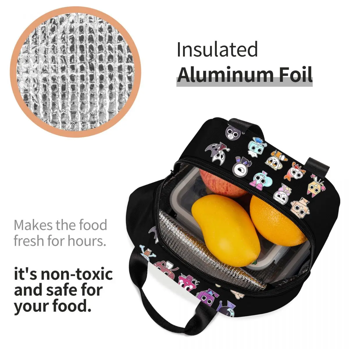 Dandy's World Insulated Lunch Bag Thermal Bag Meal Container Leakproof Tote Lunch Box Girl Boy Office Picnic